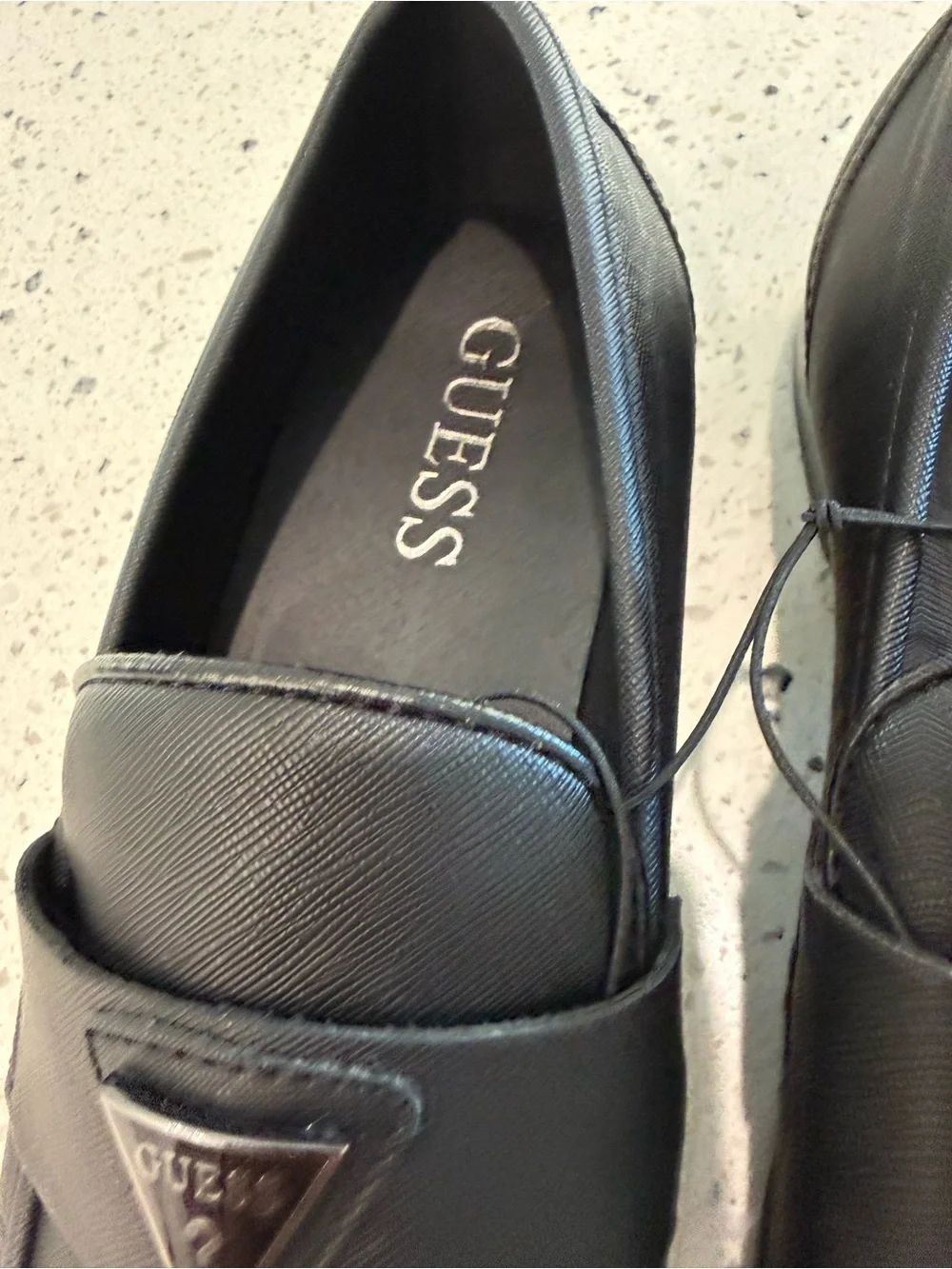 New GUESS Men's Black Textured Slip-On Loafers